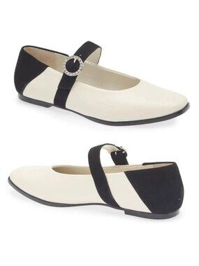 Avec Les Filles Gaelle Mary Jane Ballet Flats 9 White Black Colorblock Leather